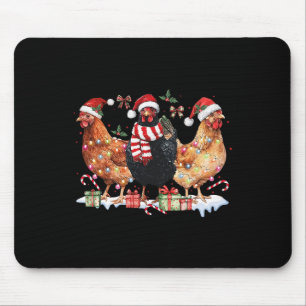 Coquette Bow Chicken Christmas Hat Lights Farm Ani Mouse Pad