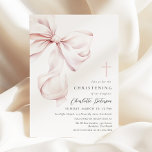 Coquette Bow Christening Invitation<br><div class="desc">Minimal christening invitation that features an elegant pink bow and elegant typography.</div>