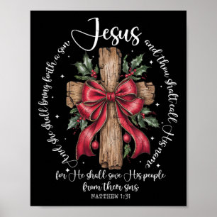 Coquette Bow Christian Christmas Cross She Shall B Poster