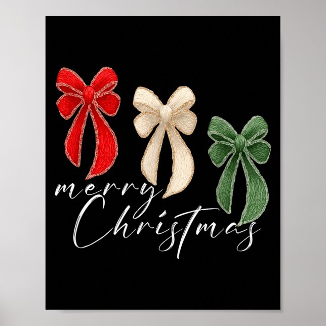 Coquette Bow Christmas Funny Retro Gift Tee Women, Poster (Front)