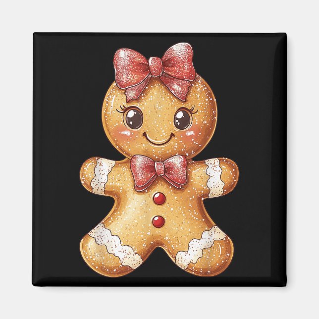 Coquette Bow Christmas Girly Gingerbread Cookie Ba Magnet (Front)