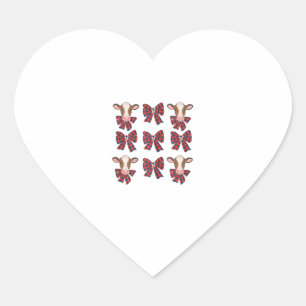 Coquette Bow Christmas Highland Cow Santa Cute Xma Heart Sticker