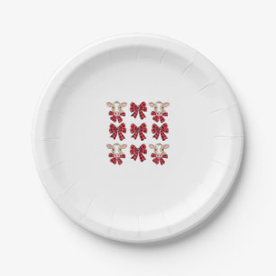 Coquette Bow Christmas Highland Cow Santa Cute Xma Paper Plate