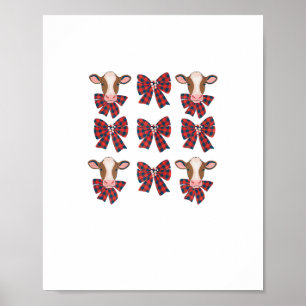 Coquette Bow Christmas Highland Cow Santa Cute Xma Poster