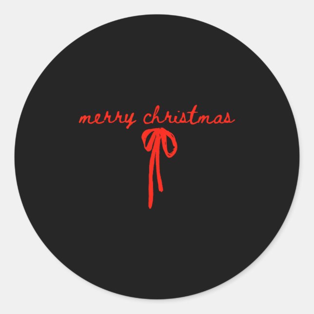 Coquette Bow Christmas Merry Christmas Xmas Family Classic Round Sticker (Front)