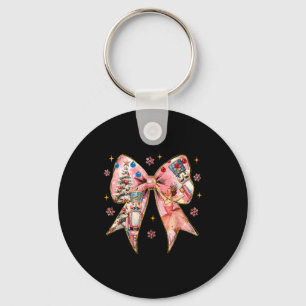 Coquette Bow Christmas Nutcracker Ballet Festive W Key Ring