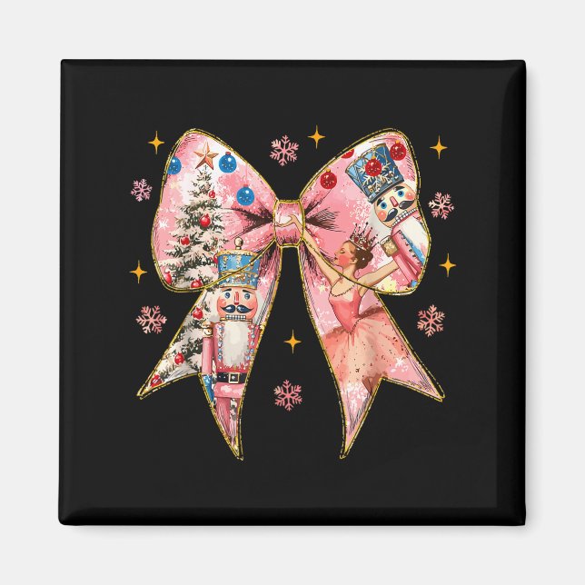 Coquette Bow Christmas Nutcracker Ballet Festive W Magnet (Front)
