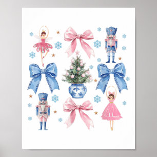 Coquette Bow Christmas Nutcracker Ballet Festive W Poster
