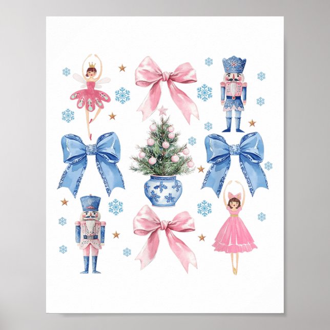 Coquette Bow Christmas Nutcracker Ballet Festive W Poster (Front)