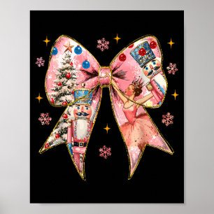 Coquette Bow Christmas Nutcracker Ballet Festive W Poster