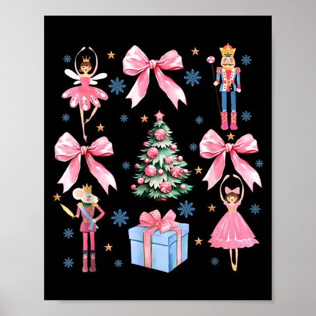 Coquette Bow Christmas Nutcracker Ballet Festive W Poster (Front)
