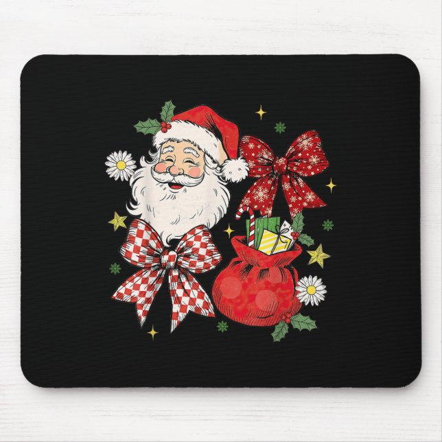 Coquette Bow Christmas Santa Claus Xmas Holiday Wo Mouse Pad (Front)