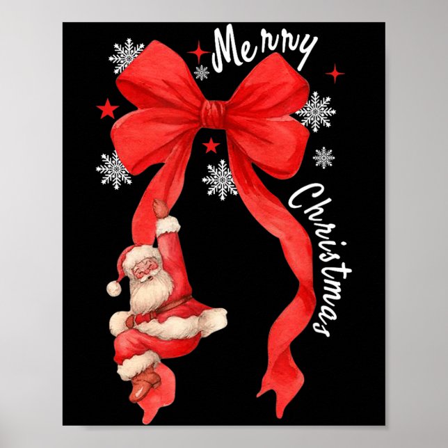 Coquette Bow Christmas,santa Cute Funny Gift Men W Poster (Front)