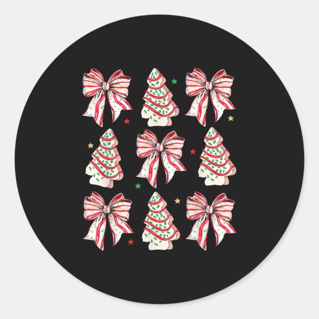 Coquette Bow Christmas Tree Cakes Xmas Family Paja Classic Round Sticker (Front)