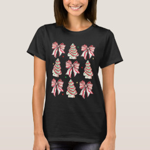 Coquette Bow Christmas Tree Cakes Xmas Family Paja T-Shirt