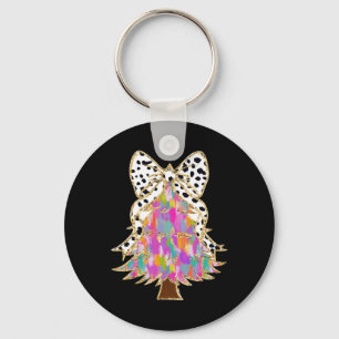 Coquette Bow Christmas Tree Girls Winter Xmas Wome Key Ring