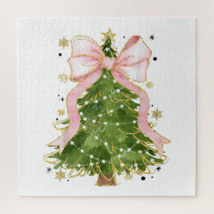 Coquette Bow Christmas Tree Holiday Girly Outfit W Jigsaw Puzzle