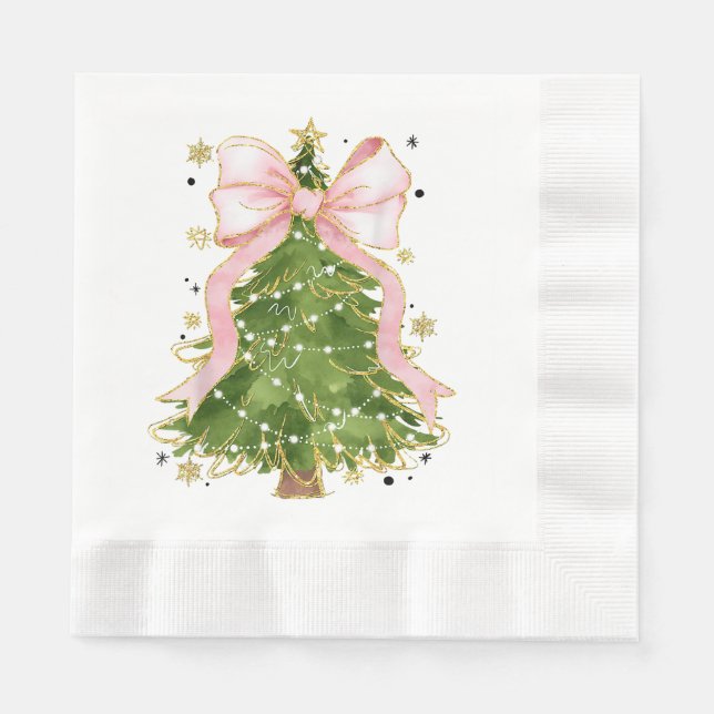 Coquette Bow Christmas Tree Holiday Girly Outfit W Napkin (Front)