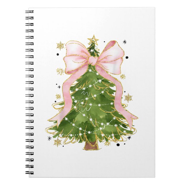 Coquette Bow Christmas Tree Holiday Girly Outfit W Notebook (Front)