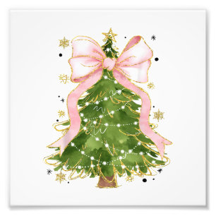 Coquette Bow Christmas Tree Holiday Girly Outfit W Photo Print