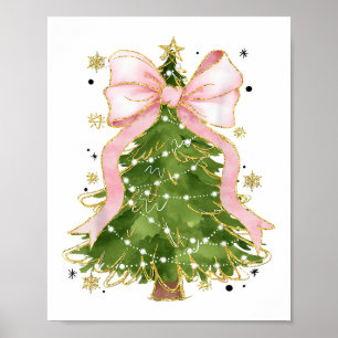 Coquette Bow Christmas Tree Holiday Girly Outfit W Poster