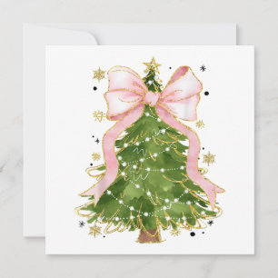 Coquette Bow Christmas Tree Holiday Girly Outfit W Thank You Card