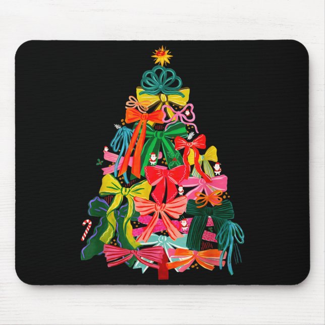 Coquette Bow Christmas Tree Preppy Christmas Girly Mouse Pad (Front)
