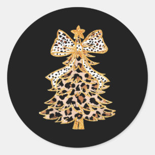 Coquette Bow Christmas Tree Xmas Holiday Girl Wome Classic Round Sticker