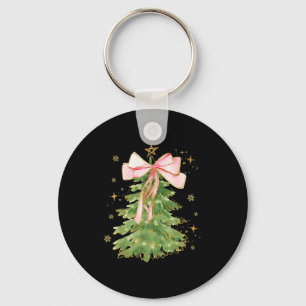 Coquette Bow Christmas Tree Xmas Holiday Girly Key Ring