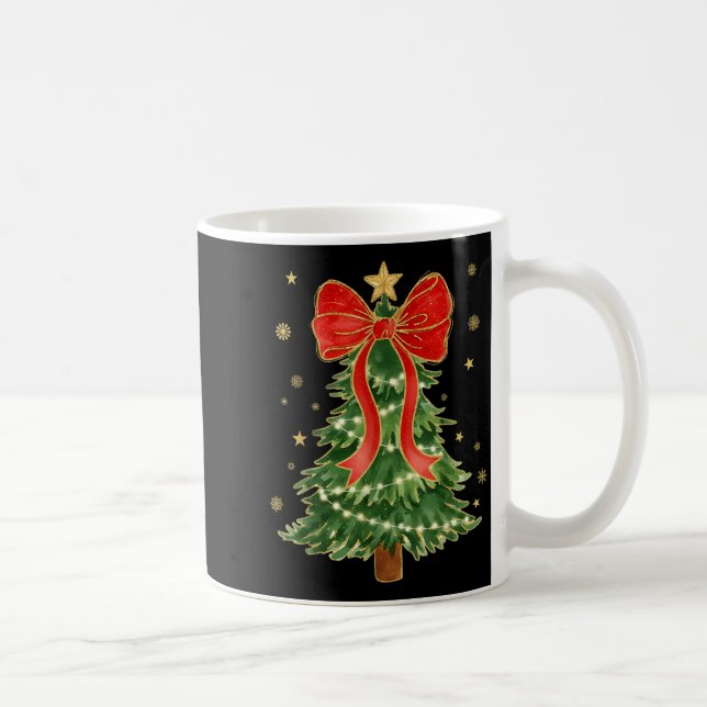 Coquette Bow Christmas Tree Xmas Holiday Girly Out Coffee Mug (Right)