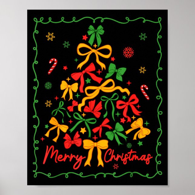 Coquette Bow Christmas Tree Xmas Holiday Girly Out Poster (Front)