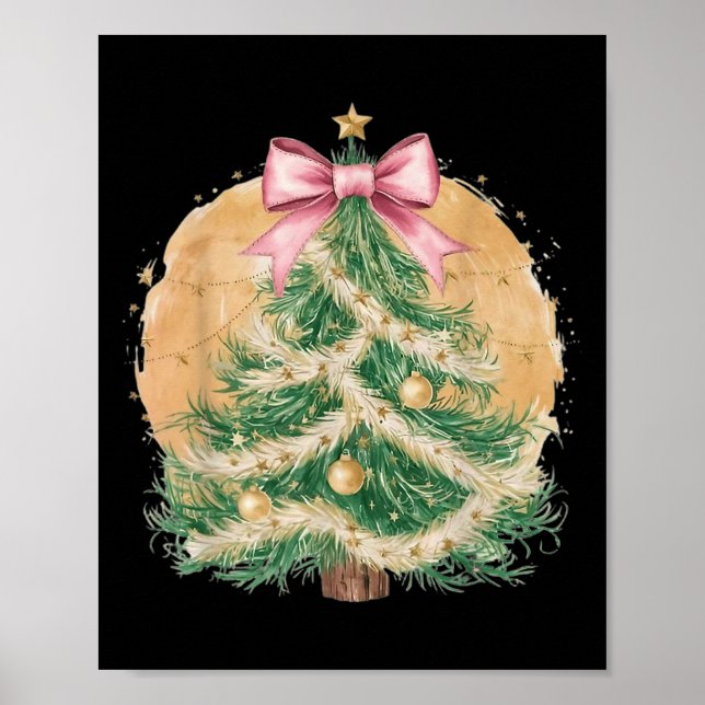 Coquette Bow Christmas Tree Xmas Holiday Girly Out Poster (Front)