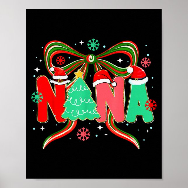 Coquette Bow Christmas Tree Xmas Holiday Girly Out Poster (Front)