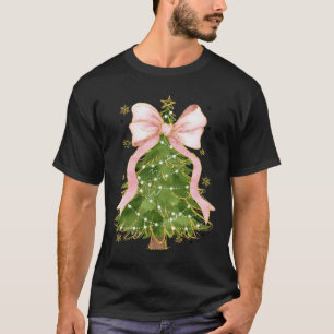 Coquette Bow Christmas Tree Xmas Holiday Girly Out T-Shirt