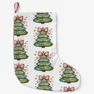 Coquette Bow Christmas Tree Xmas Holiday Girly Small Christmas Stocking