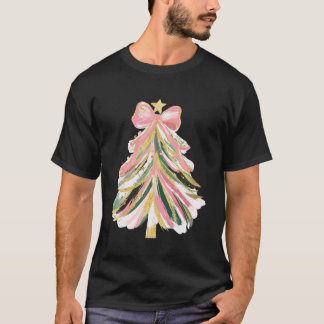 Coquette Bow Christmas Xmas Tree Family Matching H T-Shirt
