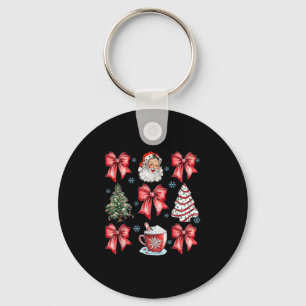 Coquette Bow Cocoa Santa Christmas Xmas Tree Pajam Key Ring
