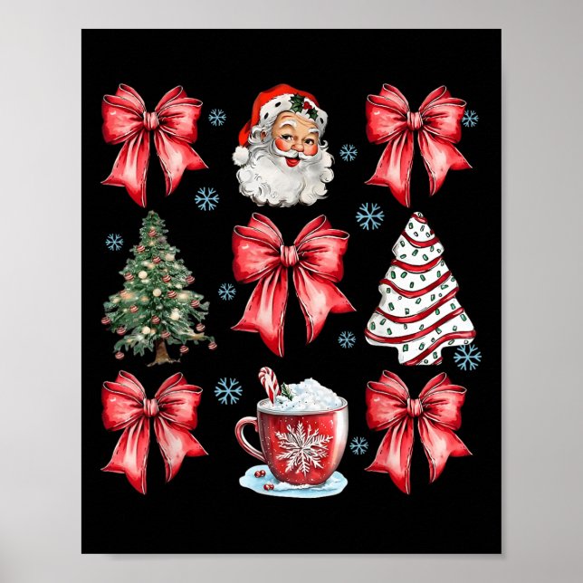 Coquette Bow Cocoa Santa Christmas Xmas Tree Pajam Poster (Front)