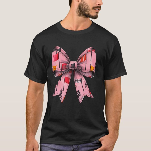 Coquette Bow Colour Guard Marching Band Pattern Pi T-Shirt (Front)