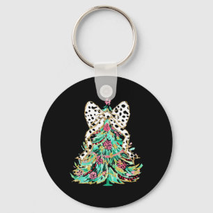 Coquette Bow Colourful Christmas Tree Girly Holida Key Ring