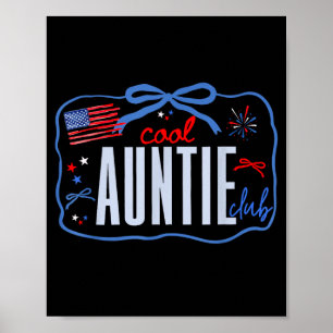 Coquette Bow Cool Auntie Club Patriotic 4th Of Poster
