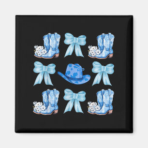 Coquette Bow Cowgirl Boots Blue Bows Hat Western R Magnet