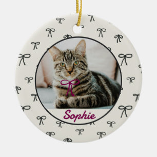 Coquette Bow Custom Pet Ornament with Photo