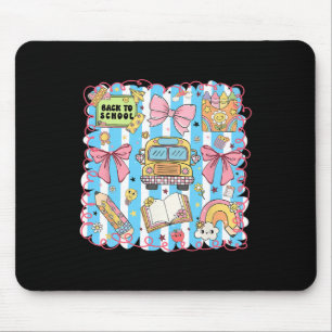 Coquette Bow Cute School Bus Girly Student Back To Mouse Pad
