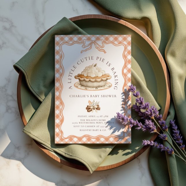 Coquette Bow Cutie Pie Fall Baby Shower Invitation (Creator Uploaded)