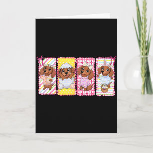 Coquette Bow Dachshund Bunny Happy Easter Wiener D Card