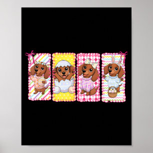 Coquette Bow Dachshund Bunny Happy Easter Wiener D Poster