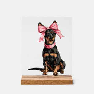 Coquette Bow Doberman Dog Mum Girl Pink Acrylic Sign
