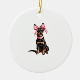 Coquette Bow Doberman Dog Mum Girl Pink Ceramic Ornament