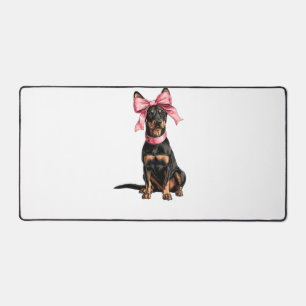 Coquette Bow Doberman Dog Mum Girl Pink Desk Mat